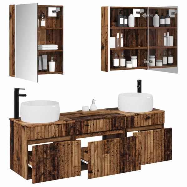 Badezimmerschrank-Set 5 stk. Altholz Holzwerkstoff
