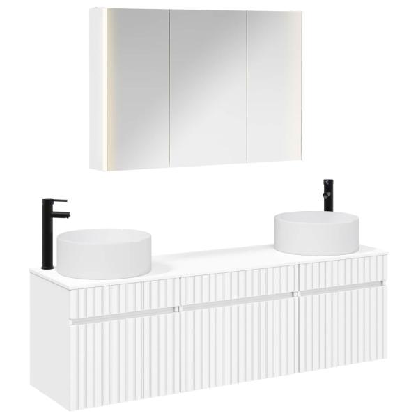 Badezimmerschrank-Set 4 stk. Weiß Holzwerkstoff