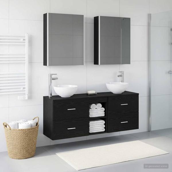 ARDEBO.de - Badezimmerschrank-Set 5 stk. Schwarze Eiche Holzwerkstoff