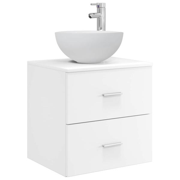 Badezimmermöbel-Set 4 stk. Weiß Ingenieurholz und Glas