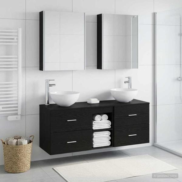 ARDEBO.de - Badezimmermöbel-Set 5 stk. Schwarze Eiche