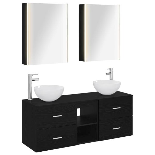 Badezimmermöbel-Set 5 stk. Schwarze Eiche
