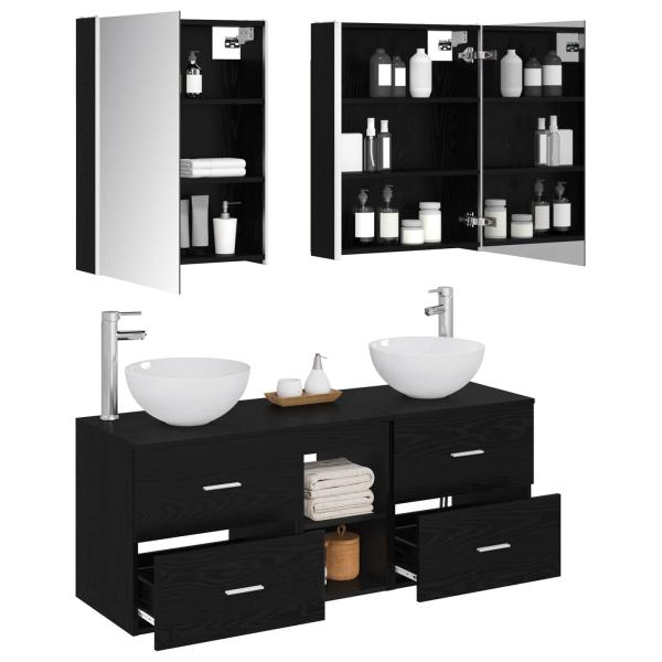 Badezimmermöbel-Set 5 stk. Schwarze Eiche