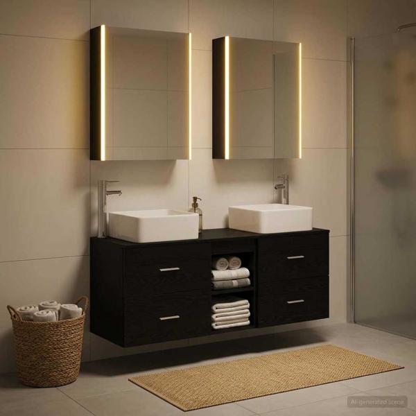 ARDEBO.de - Badezimmermöbel-Set 5 stk. Schwarze Eiche
