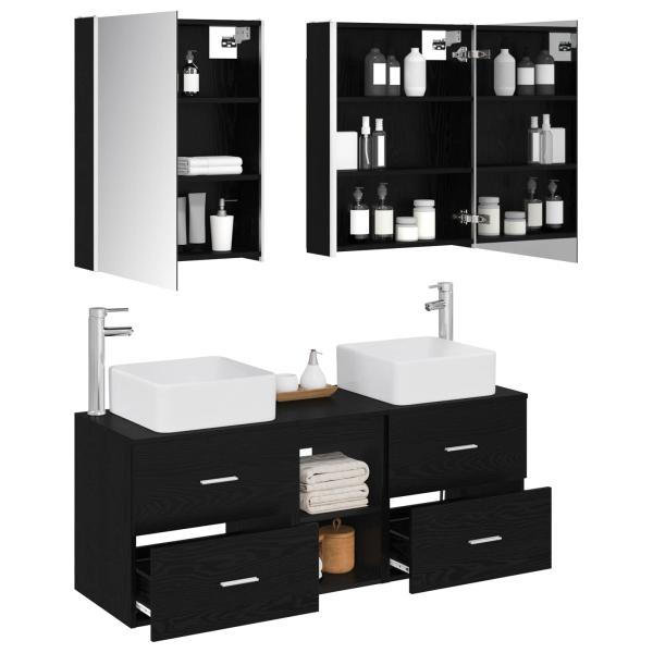 Badezimmermöbel-Set 5 stk. Schwarze Eiche