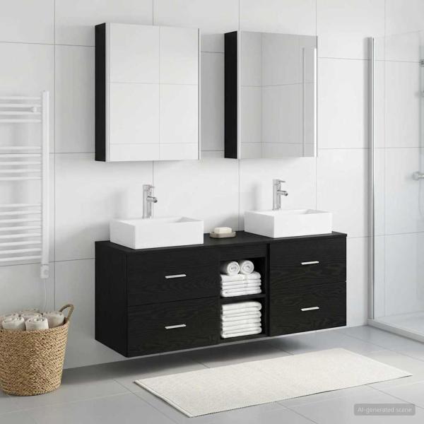ARDEBO.de - Badezimmermöbel-Set 5 stk. Schwarze Eiche