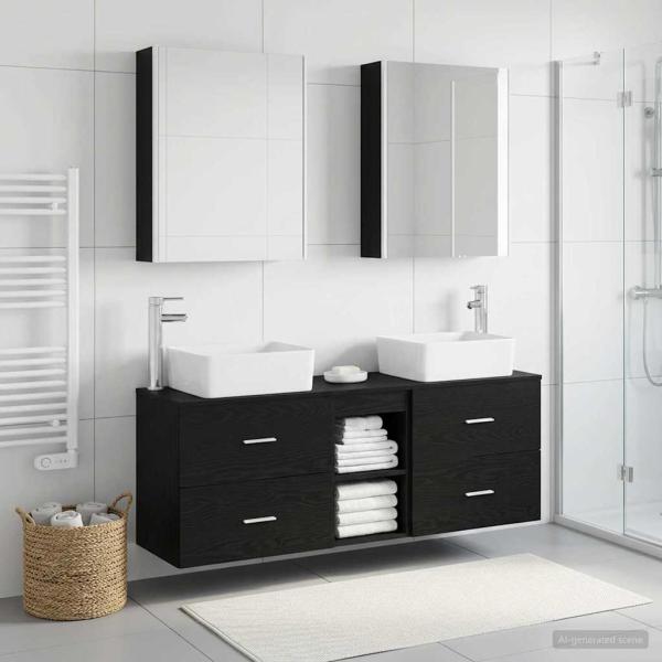 ARDEBO.de - Badezimmermöbel-Set 5 stk. Schwarze Eiche