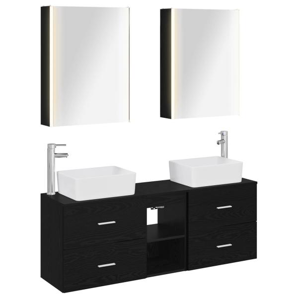 Badezimmermöbel-Set 5 stk. Schwarze Eiche
