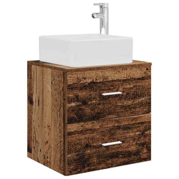 Badezimmermöbel-Set 5 stk. Altholz Ingenieurholz und Glas