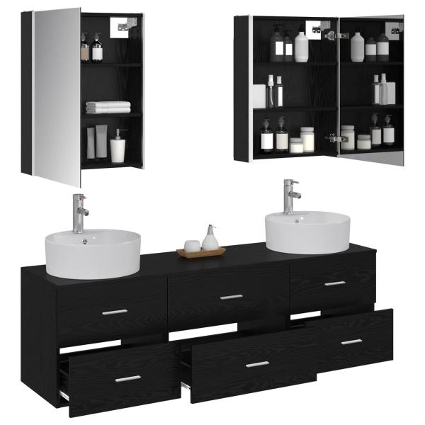 Badezimmermöbel-Set 5 stk. Schwarze Eiche