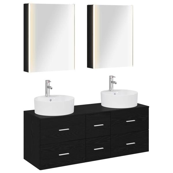 Badezimmermöbel-Set 5 stk. Schwarze Eiche