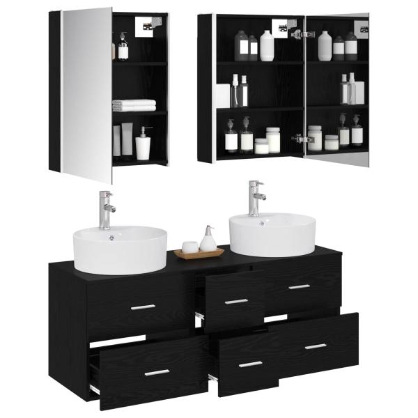 Badezimmermöbel-Set 5 stk. Schwarze Eiche