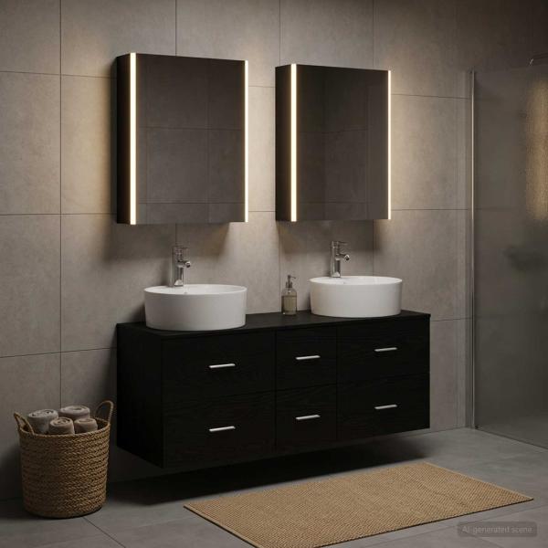 Badezimmermöbel-Set 5 stk. Schwarze Eiche