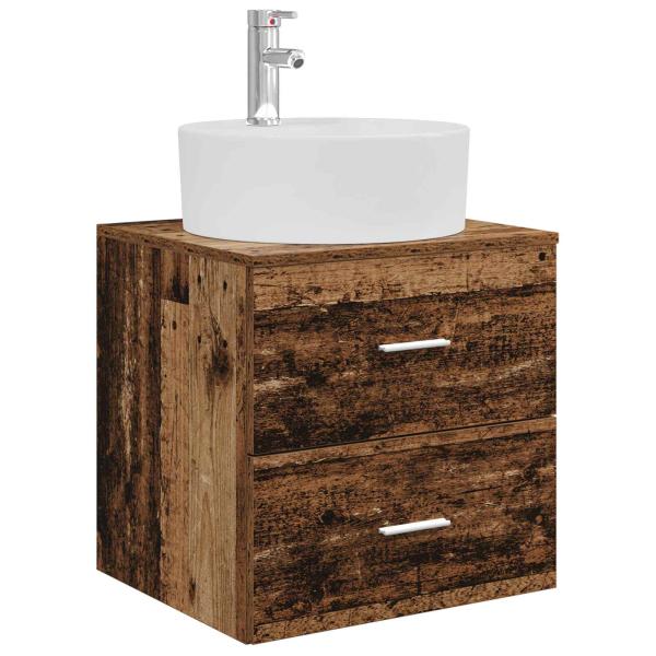 Badezimmermöbel-Set 5 stk. Altholz Ingenieurholz und Glas