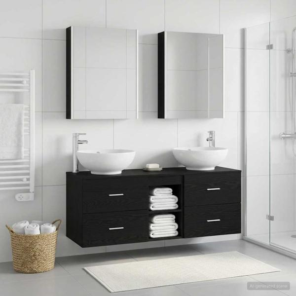 ARDEBO.de - Badezimmermöbel-Set 5 stk. Schwarze Eiche