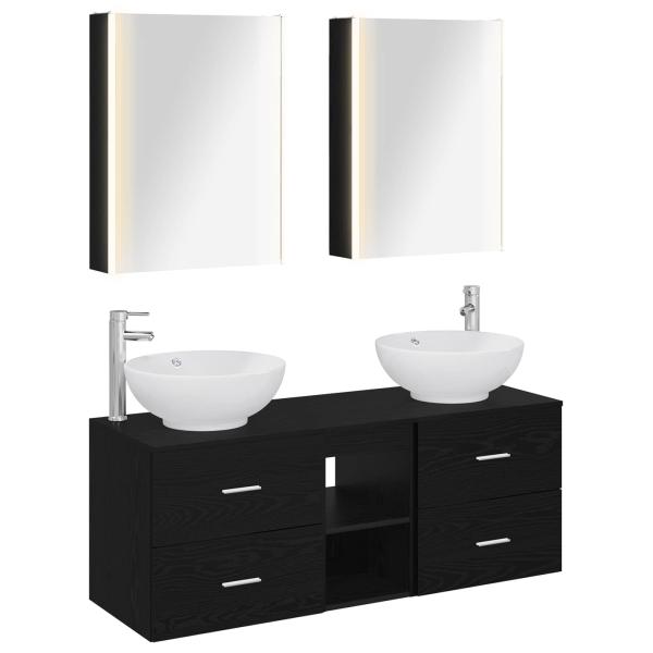 Badezimmermöbel-Set 5 stk. Schwarze Eiche