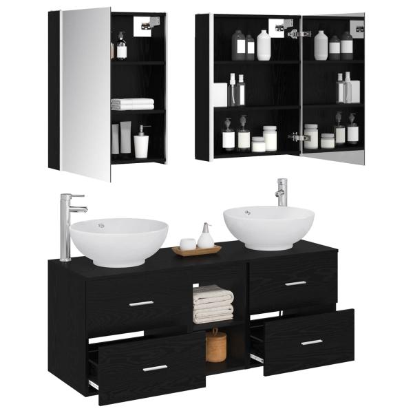 Badezimmermöbel-Set 5 stk. Schwarze Eiche