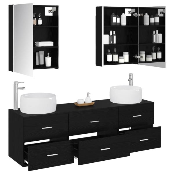 Badezimmermöbel-Set 5 stk. Schwarze Eiche