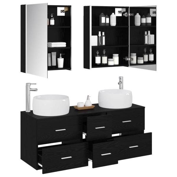 Badezimmermöbel-Set 5 stk. Schwarze Eiche