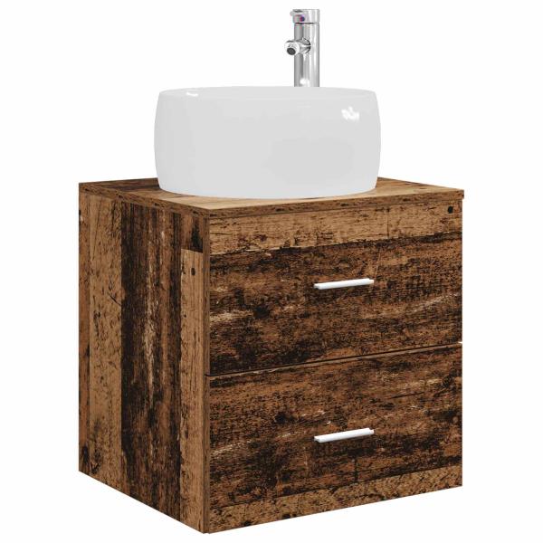 Badezimmermöbel-Set 5 stk. Altholz Ingenieurholz und Glas