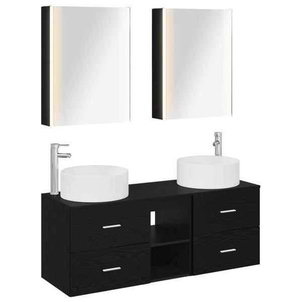 Badezimmermöbel-Set 5 stk. Schwarze Eiche