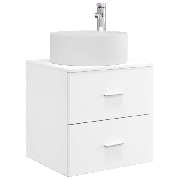 Badezimmermöbel-Set 4 stk. Weiß Ingenieurholz und Glas