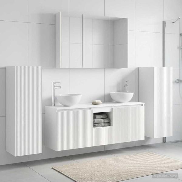 ARDEBO.de - Badezimmermöbel-Set 6 stk. Weiß Ingenieurholz und Glas