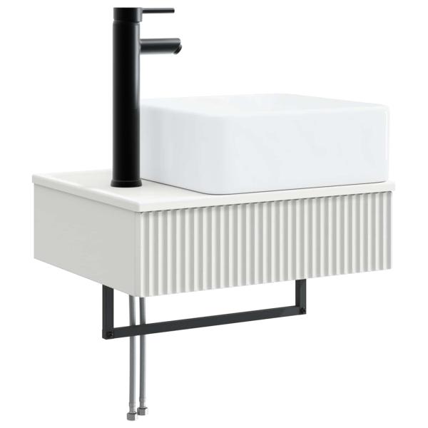 Badezimmermöbel-Set 6 stk. Weiß Ingenieurholz und Glas