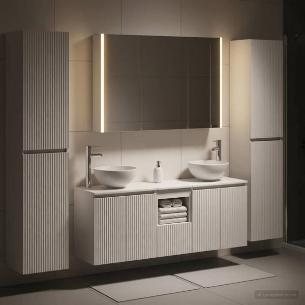 ARDEBO.de - Badezimmermöbel-Set 6 stk. Weiß Ingenieurholz und Glas