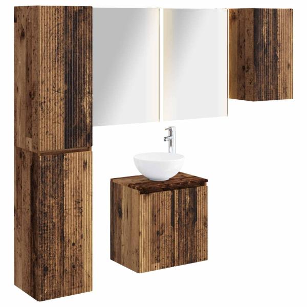 Badezimmerschrank-Set 5 stk. Altholz Holzwerkstoff