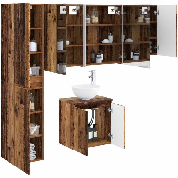 Badezimmerschrank-Set 5 stk. Altholz Holzwerkstoff