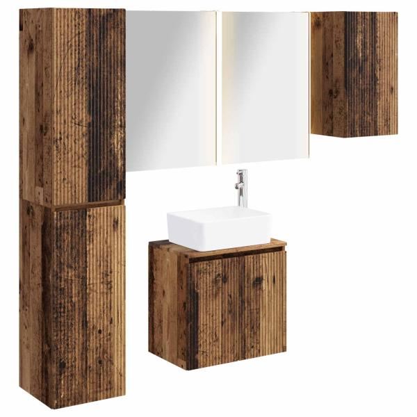 Badezimmerschrank-Set 5 stk. Altholz Holzwerkstoff