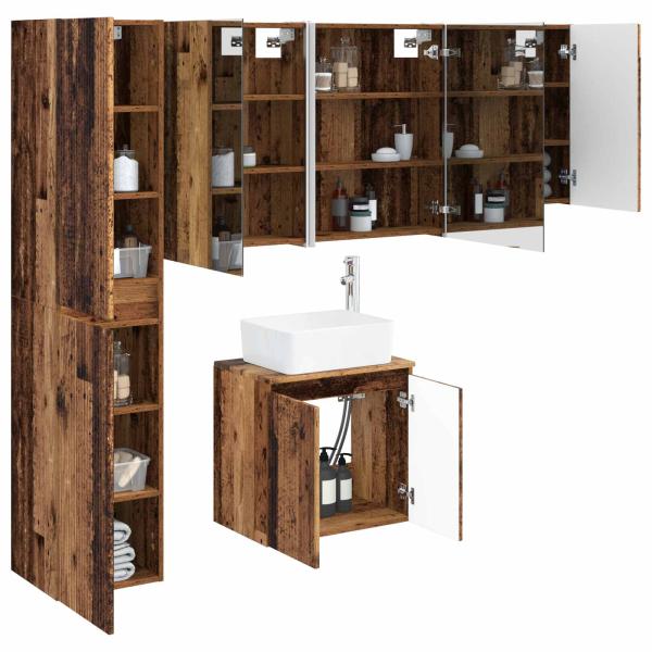 Badezimmerschrank-Set 5 stk. Altholz Holzwerkstoff