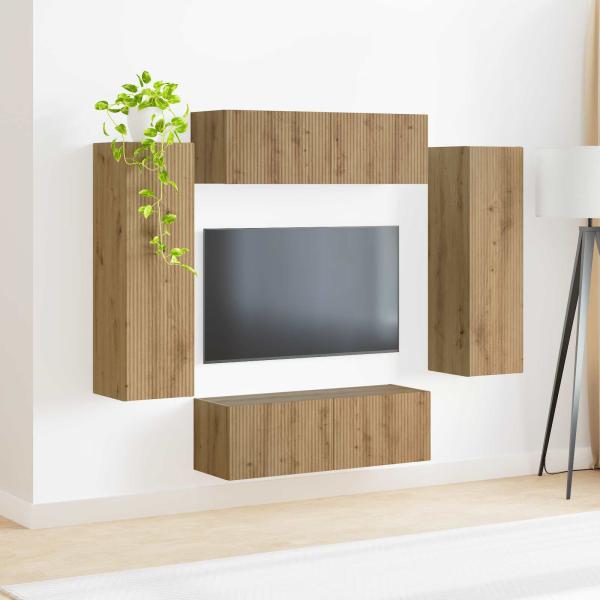 TV-Wandregal-Set 4 stk. Artisan-Eiche Holzwerkstoff
