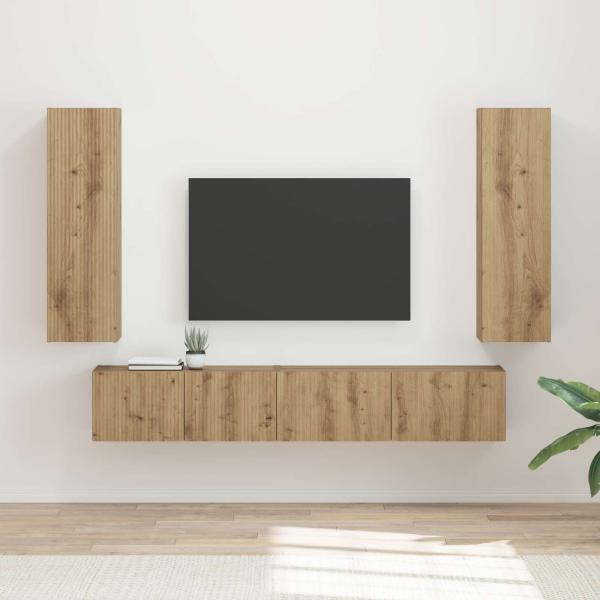 ARDEBO.de - TV-Schrankset 3 stk. Artisan-Eiche Holzwerkstoff