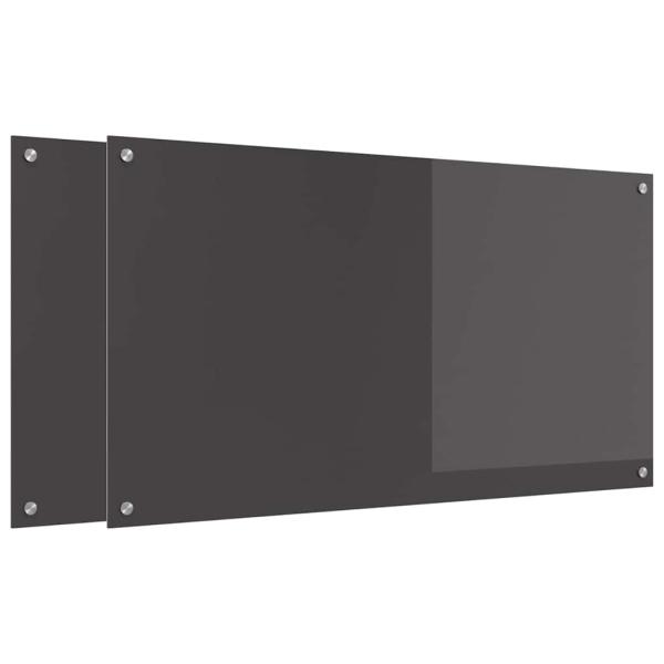 Küchenrückwand 2 stk. Dunkelgrau 110 x 60 cm Gehärtetes Glas