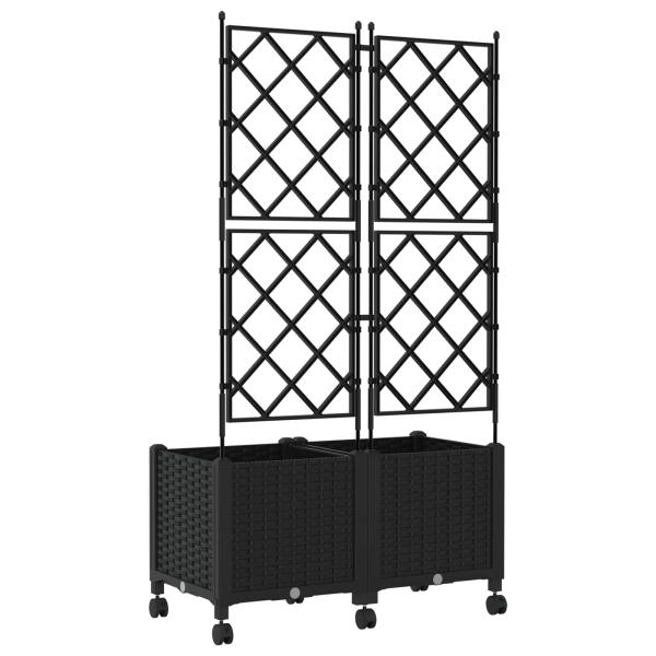 Pflanzkübel mit Spalier und Rädern 2 stk. Schwarz PP
