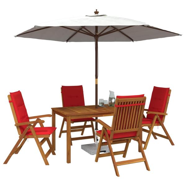 5-Piece Garden Dining Set Natur Massivholz Akazie