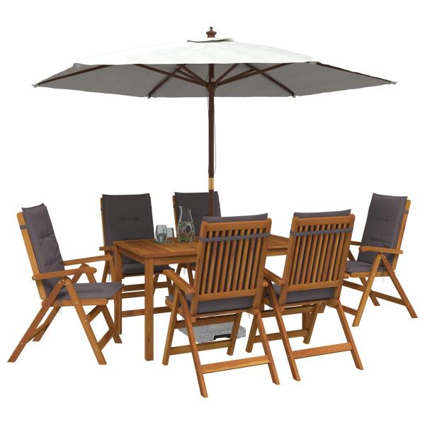 7-Piece Garden Dining Set Natur Massivholz Akazie