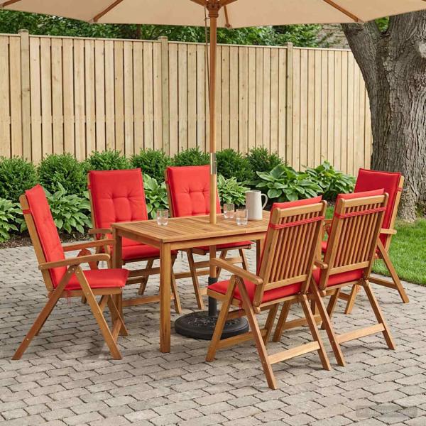 ARDEBO.de - 7-teiliges Garten Essset Natur Massivholz Akazie
