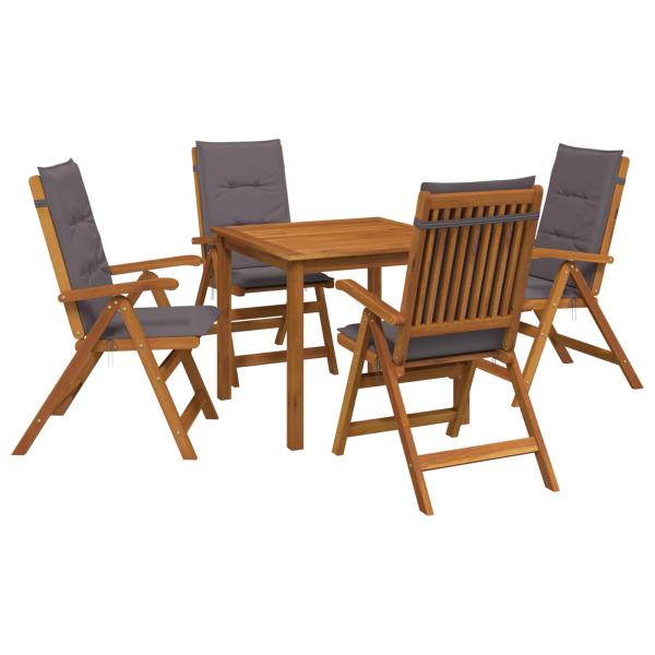 5-teiliges Garten-Esszimmer-Set Natur Massivholz Akazie