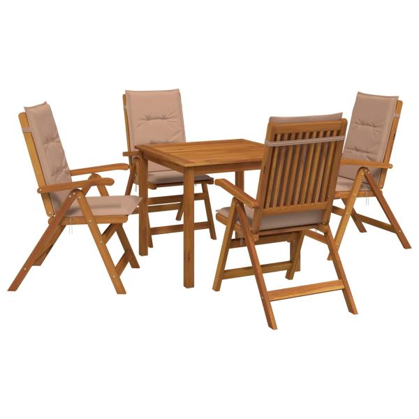 5-teiliges Garten-Esszimmer-Set Natur Massivholz Akazie