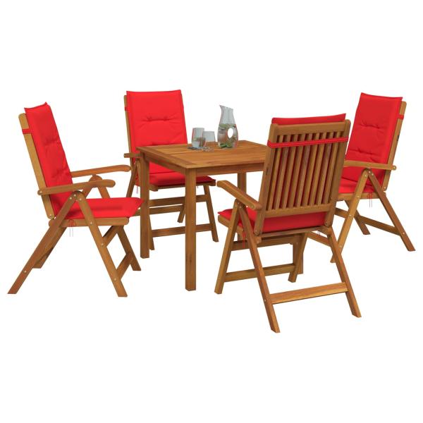 5-teiliges Garten-Esszimmer-Set Natur Massivholz Akazie