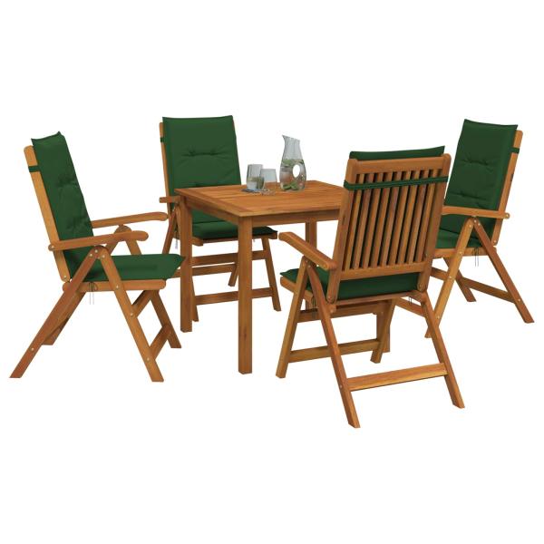 5-teiliges Garten-Esszimmer-Set Natur Massivholz Akazie