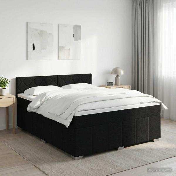 ARDEBO.de - Boxspringbett mit Matratze Schwarz 180 x 200 cm Stoff