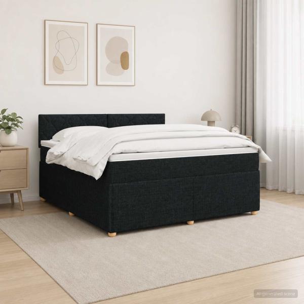 ARDEBO.de - Boxspringbett mit Matratze Schwarz 180 x 200 cm Stoff