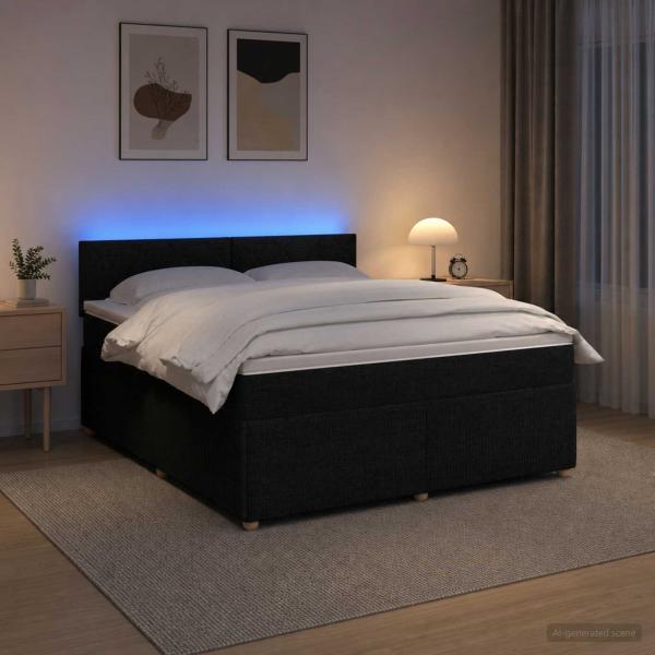 Boxspringbett mit Matratze Schwarz 180 x 200 cm Stoff