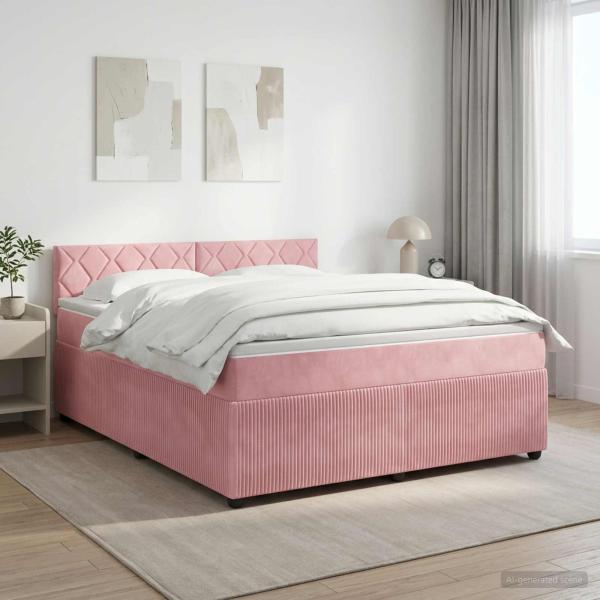 ARDEBO.de - Boxspringbett mit Matratze mit Kopfteil Rosa 140 x 190 cm Samt