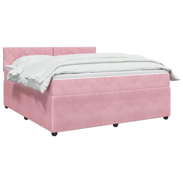 Boxspringbett mit Matratze mit Kopfteil Rosa 140 x 190 cm Samt