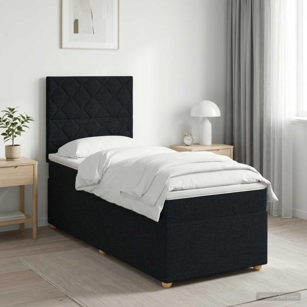 ARDEBO.de - Boxspringbett mit Matratze Schwarz 90 x 200 cm Stoff